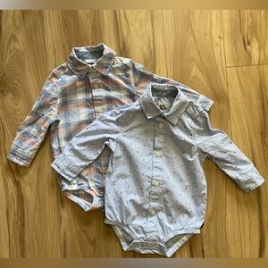 OshKosh B’Gosh Set of 2 - Button Down - Long Sleeve Onsies  Size 12 Months